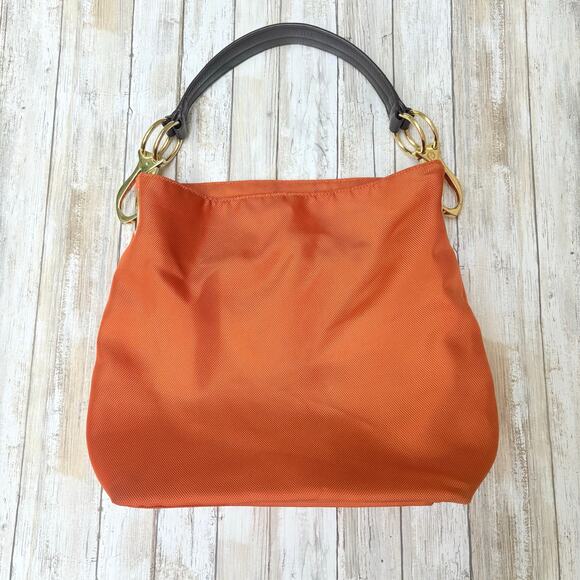 JPK Paris 75 Purse Nylon Bucket Hobo Bag Orange Brown Chunky Large Fall Classy - Picture 12 of 16